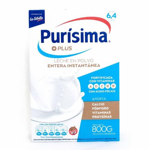 PURISIMA LECHE EN POLVO PLUS  (ESTUCHE) *800 GR.