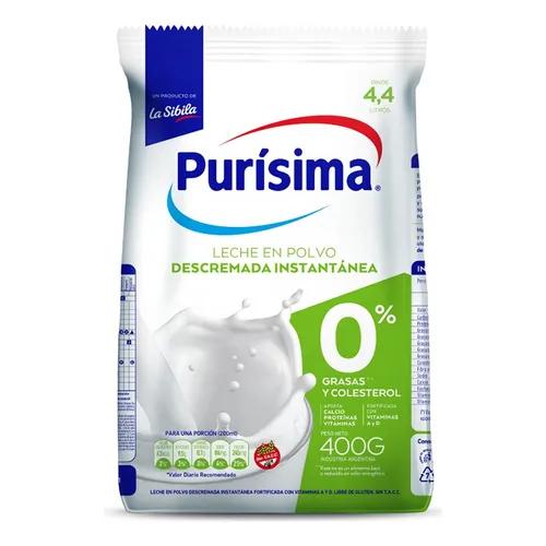 PURISIMA LECHE EN POLVO DESCREMADA (POUCH) *400 GR.