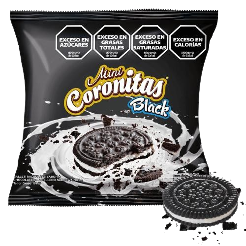 FACHITAS MINICORONITAS BLACK RELL. VAINILLA  *130 GR