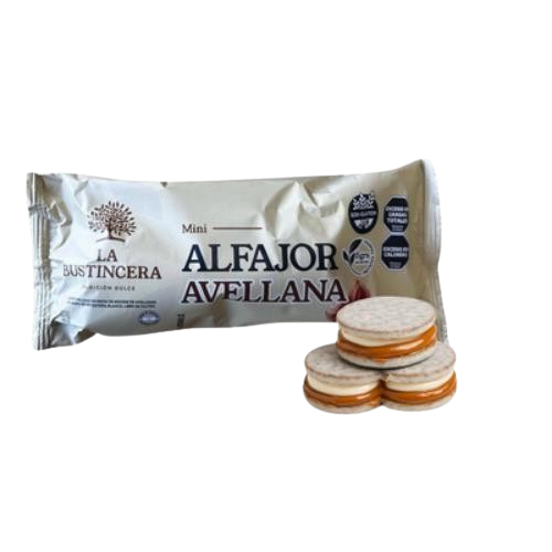 BUSTINCERA ALFAJORES CHOC.Y AVELLANAS SIN TACC  *140 GR.