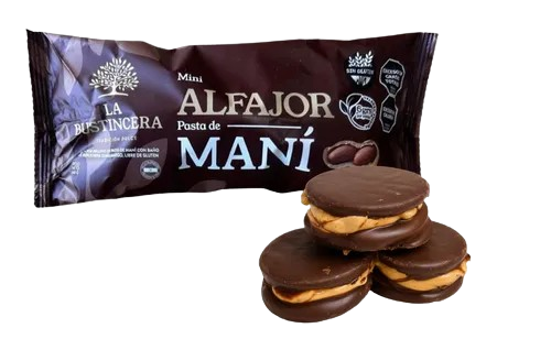 BUSTINCERA ALFAJORES PASTA DE MANI SIN TACC  *140 GR.