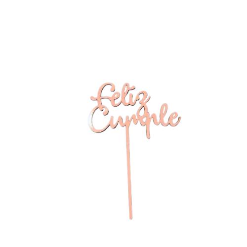 MINI TOPPER FELIZ CUMPLEAÑOS LISO (COLORES VARIOS) *5 UND.. UNI